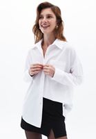 Women White Oversize Shirt with Pocket