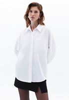 Women White Oversize Shirt with Pocket