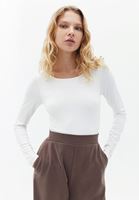 Women Cream Bodysuit with Long Sleeves