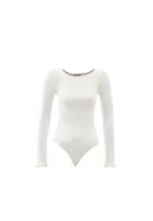 Women Cream Bodysuit with Long Sleeves