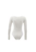 Women Cream Bodysuit with Long Sleeves