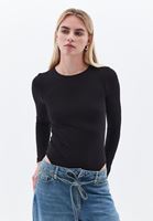 Women Black Crew Neck Bodysuit