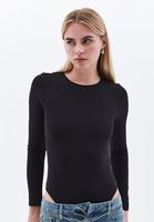 Women Black Crew Neck Bodysuit