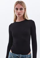 Women Black Crew Neck Bodysuit