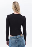 Women Black Crew Neck Bodysuit