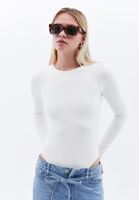 Women Cream Crew Neck Bodysuit