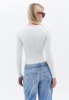 Women Cream Crew Neck Bodysuit