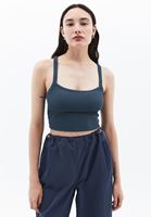 Women Blue Crop Singlet with Straps