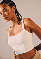 Women Cream Crop Singlet with Straps