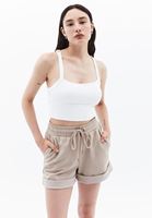 Women Cream Crop Singlet with Straps