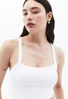 Women Cream Crop Singlet with Straps