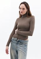 Women Brown Turtle Neck Bodysuit