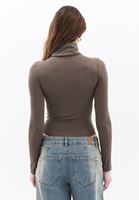 Women Brown Turtle Neck Bodysuit