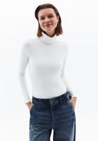 Women Cream Turtle Neck Bodysuit