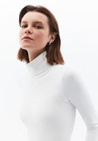 Women Cream Turtle Neck Bodysuit