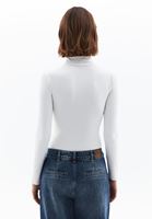 Women Cream Turtle Neck Bodysuit