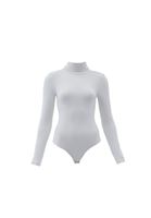 Women Cream Turtle Neck Bodysuit