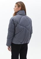 Women Grey Padded Loose Fit Coat