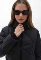 Women Black Padded Loose Fit Coat