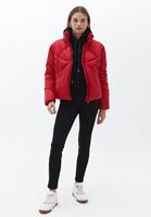 Women Red Padded Loose Fit Coat