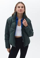 Women Green Padded Loose Fit Coat