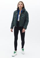 Women Green Padded Loose Fit Coat