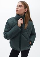 Women Green Padded Loose Fit Coat