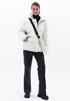 Women Cream Quilted Coat