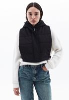 Women Black Hooded Puffer Waistcoat