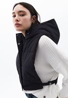 Women Black Hooded Puffer Waistcoat