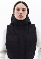 Women Black Hooded Puffer Waistcoat