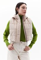 Women Beige Hooded Puffer Waistcoat