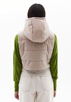 Women Beige Hooded Puffer Waistcoat