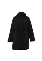 Women Black Quilted Coat with Hoody