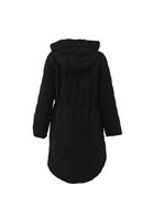 Women Black Quilted Coat with Hoody