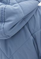 Women Blue Quilted Coat with Hoody