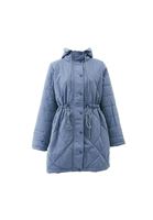 Women Blue Quilted Coat with Hoody