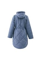 Women Blue Quilted Coat with Hoody