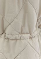 Women Beige Quilted Coat with Hoody