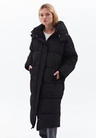 Women Black Waterproof Quilted Long Coat