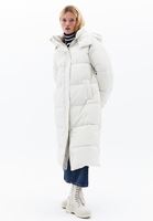 Women Cream Waterproof Quilted Long Coat