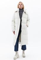 Women Cream Waterproof Quilted Long Coat