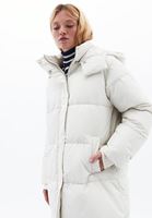 Women Cream Waterproof Quilted Long Coat