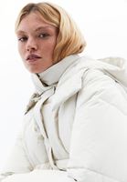 Women Cream Waterproof Quilted Long Coat