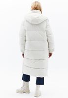 Women Cream Waterproof Quilted Long Coat