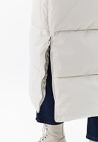 Women Cream Waterproof Quilted Long Coat