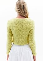 Women Yellow Hemstitched Crew Neck Sweater