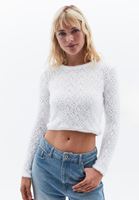 Women Cream Hemstitched Crew Neck Sweater