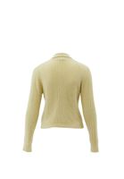 Women Yellow Polo Neck HemstitchedSweater