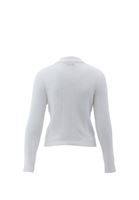 Women Cream Polo Neck HemstitchedSweater